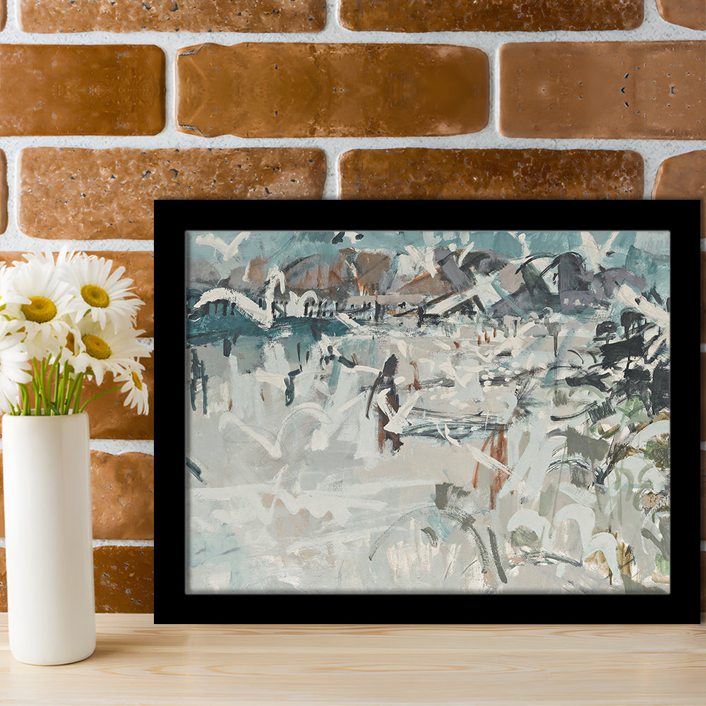 Vintage Seascape Abstract Framed Art Print Wall Decor, Large Coastal Framed Art Print Wall Decor, Gallery Wall