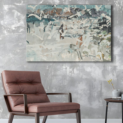 Vintage Seascape Abstract Canvas Print Wall Art, Large Coastal Canvas Print Wall Art, Gallery Wall