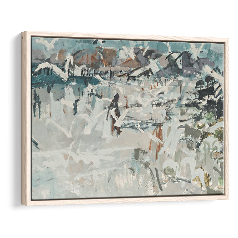 Vintage Seascape Abstract Framed Canvas Print Wall Art, Large Coastal Framed Canvas Print Wall Art, Gallery Wall