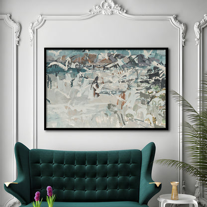 Vintage Seascape Abstract Framed Art Print Wall Decor, Large Coastal Framed Art Print Wall Decor, Gallery Wall