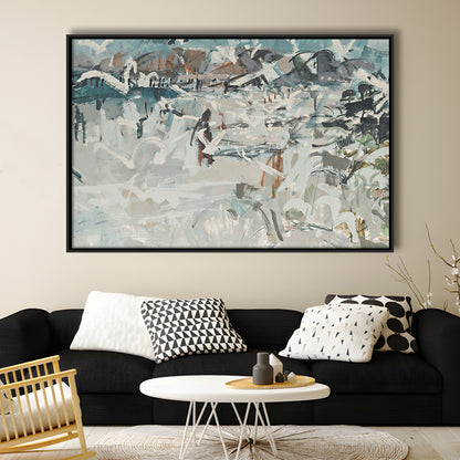 Vintage Seascape Abstract Framed Canvas Print Wall Art, Large Coastal Framed Canvas Print Wall Art, Gallery Wall