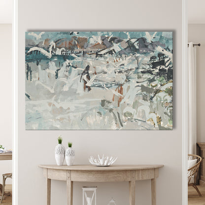 Vintage Seascape Abstract Canvas Print Wall Art, Large Coastal Canvas Print Wall Art, Gallery Wall