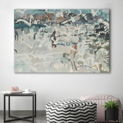 Vintage Seascape Abstract Canvas Print Wall Art, Large Coastal Canvas Print Wall Art, Gallery Wall