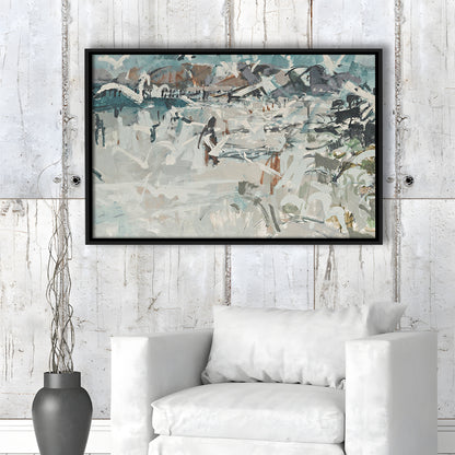 Vintage Seascape Abstract Framed Canvas Print Wall Art, Large Coastal Framed Canvas Print Wall Art, Gallery Wall
