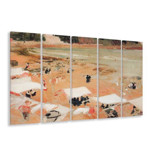 Vintage Seascape Prints 5 Panels Canvas Print Wall Art, Beach Farmhouse Decor, Ready to hang