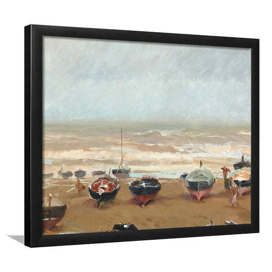Vintage Seascape Prints Framed Art Print Wall Decor, Oil Painting Farmhouse Decor, Ready to hang