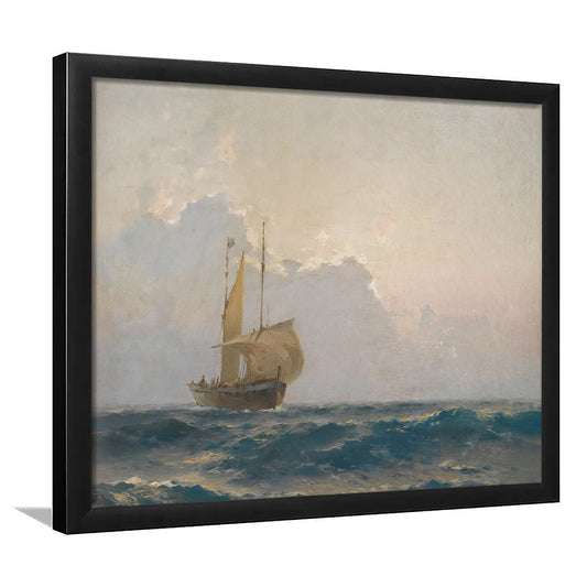 Vintage Seascape Prints Framed Art Print Wall Decor, Vintage Painting Modern Farmhouse Decor