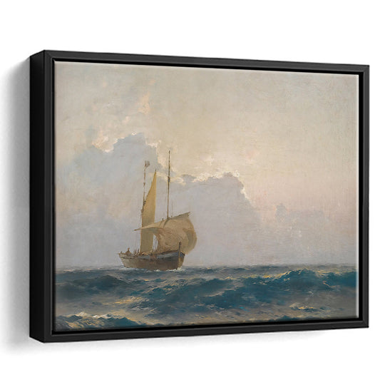 Vintage Seascape Prints Framed Canvas Print Wall Art, Vintage Painting Modern Farmhouse Decor