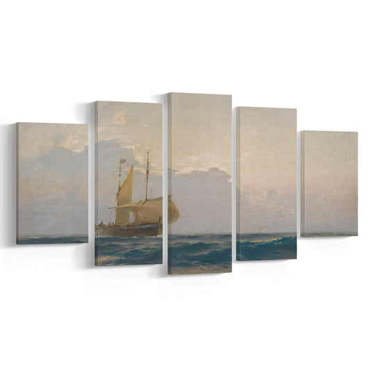 Vintage Seascape Prints Mixed Canvas Print Wall Art, Vintage Painting Modern Farmhouse Decor