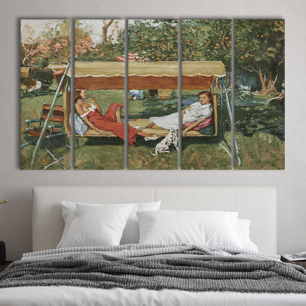 Vintage Spring Landscape Oil Painting Neutral Portrait Art Gallery Wall Fine Art Print, Extra Large Canvas Print