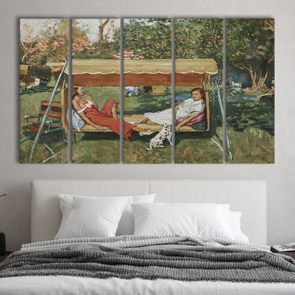 Vintage Spring Landscape Oil Painting Neutral Portrait Art Gallery Wall Fine Art Print, Extra Large Canvas Print