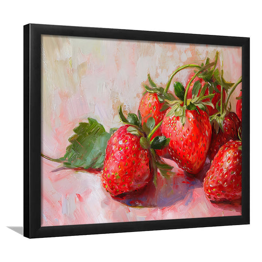 Vintage Strawberries Art Print Valentine's Day Decor Country Kitchen Decor, Framed Art Print Wall Decor, Picture Framed