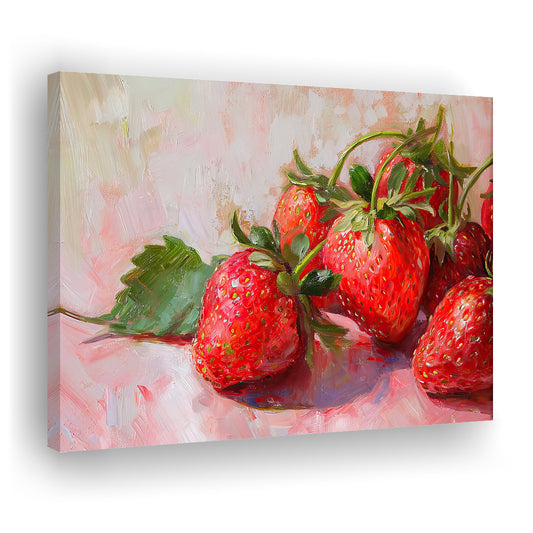 Vintage Strawberries Art Print Valentine'S Day Decor Country Kitchen Decor, Canvas Print Wall Art, Wall Decor, Painting Canvas