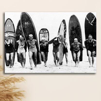 Vintage Surf, Black and White, Surfboard Wall Art, Summer Surfer Print, Canvas Print Wall Art Decor