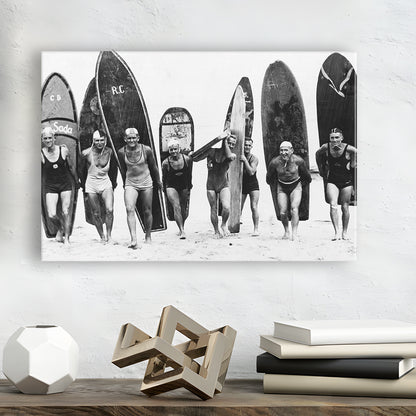 Vintage Surf, Black and White, Surfboard Wall Art, Summer Surfer Print, Canvas Print Wall Art Decor