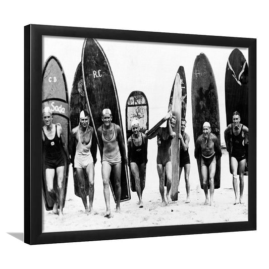 Vintage Surf, Black and White, Surfboard Wall Art, Summer Surfer Print, Framed Art Print Wall Decor