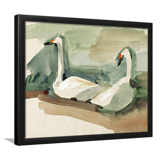 Vintage Swan Print Framed Art Print Wall Decor, Swan Art Wall Decor, Ready to hang