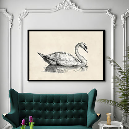 Vintage Swan Print,Antique Print,Wall Decor,Country Farmhouse Decor, Framed Art Print Wall Decor, Picture Framed