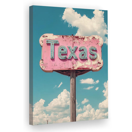 Vintage Texas Sign Wall Art, Western Decor Southwestern Wall Art, Texas Wall Home Decor, Canvas Print, Canvas Decor