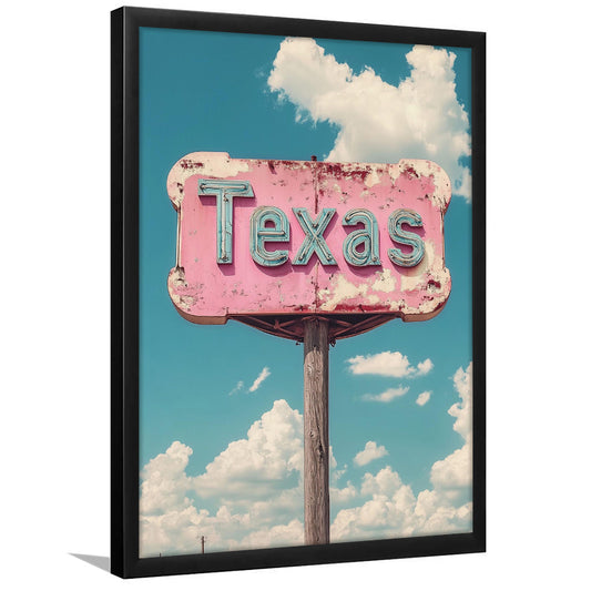 Vintage Texas Sign Wall Art, Western Decor Southwestern Wall Art, Texas Wall Home Decor, Framed Art Print, Fine Art Print