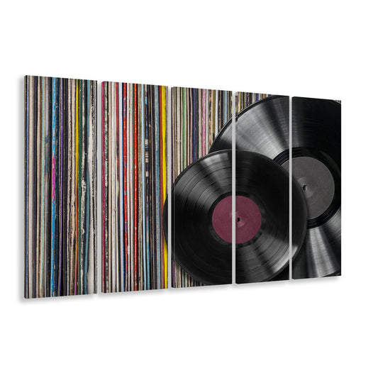 Vintage Vinyl Record Canvas Print, Album Collection Wall Art, 5 Piece B Extra Large Cavas Print Wall Art Decor