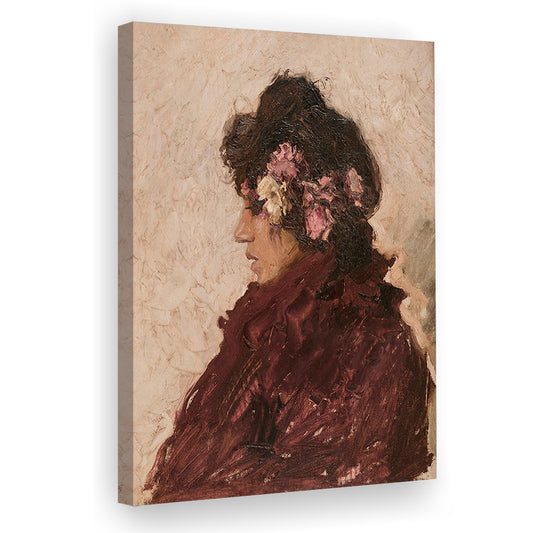 Vintage Woman Portrait Print French Art Print Antique Wall Decor Side Profile Female Antique Oil Painting