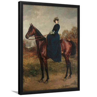 Vintage Woman on a Horse Moody Art Print Antique Art, Framed Art Print Wall Decor, Picture Framed