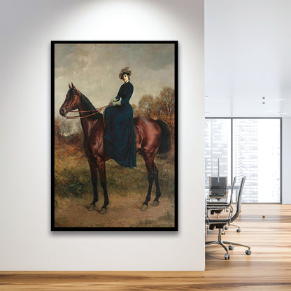 Vintage Woman on a Horse Moody Art Print Antique Art, Framed Art Print Wall Decor, Picture Framed