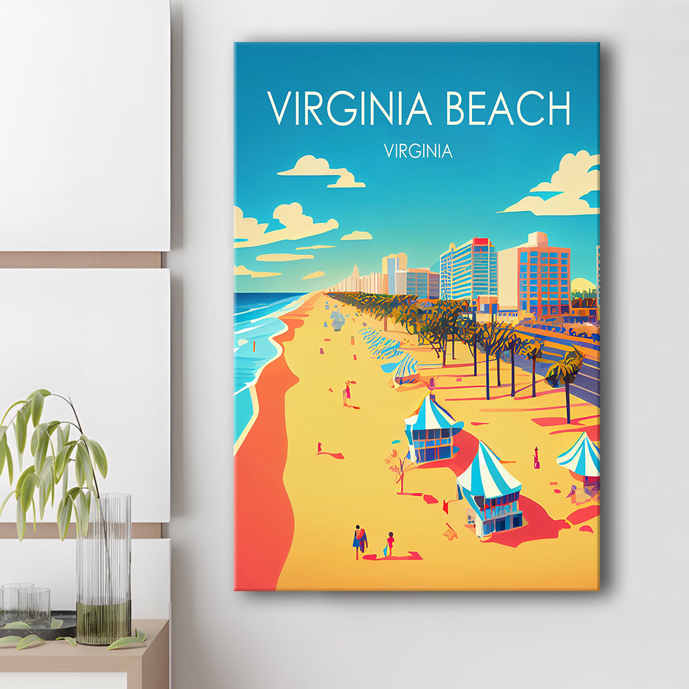 Virginia Beach Retro Art Print, Virginia Beach City Wall Art, Canvas Print, Painting Canvas, Living Room Decor