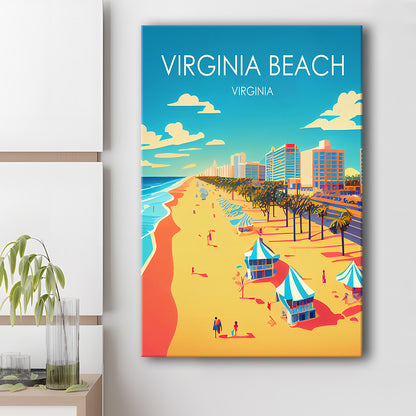 Virginia Beach Retro Art Print, Virginia Beach City Wall Art, Canvas Print, Painting Canvas, Living Room Decor