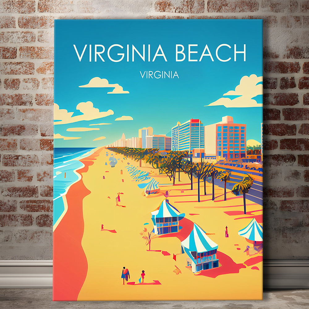 Virginia Beach Retro Art Print, Virginia Beach City Wall Art, Canvas Print, Painting Canvas, Living Room Decor