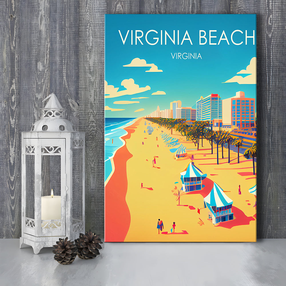 Virginia Beach Retro Art Print, Virginia Beach City Wall Art, Canvas Print, Painting Canvas, Living Room Decor