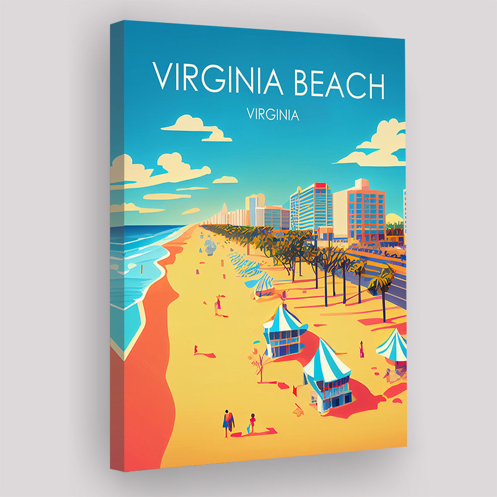 Virginia Beach Retro Art Print, Virginia Beach City Wall Art, Canvas Print, Painting Canvas, Living Room Decor