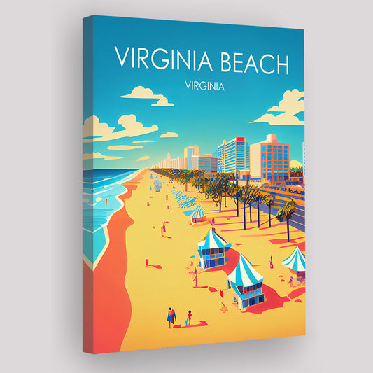 Virginia Beach Retro Art Print, Virginia Beach City Wall Art, Canvas Print, Painting Canvas, Living Room Decor