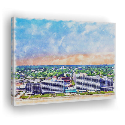 Virginia Beach Watercolor, Virginia Beach Virginia, Sport Art, Gifts for him, Canvas Print Wall Art