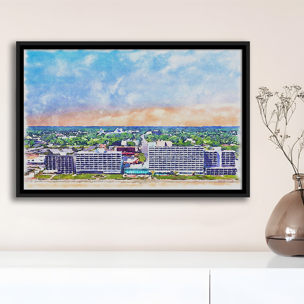 Virginia Beach Watercolor, Virginia Beach Virginia, Sport Gift Art, Framed Canvas Print Wall Art