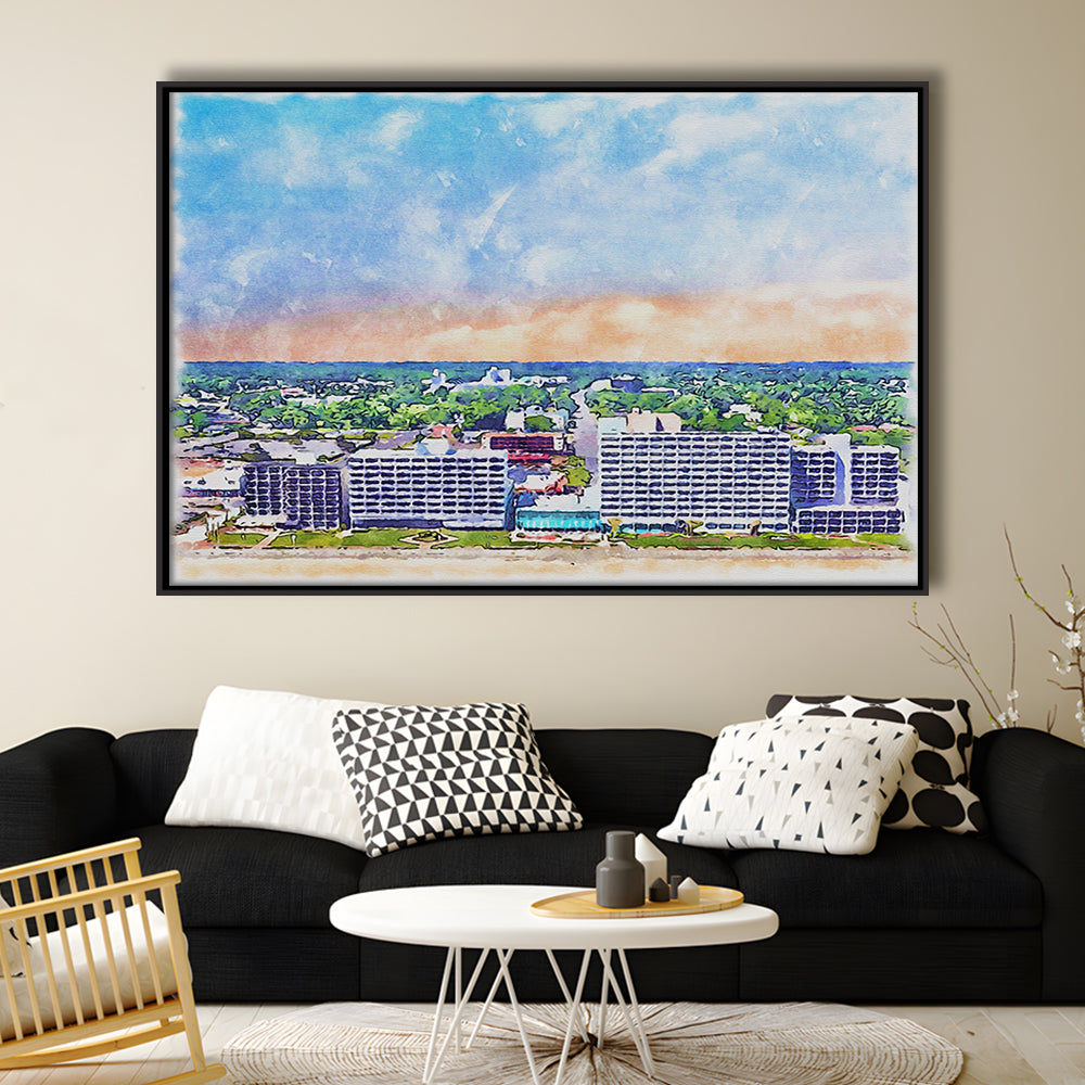 Virginia Beach Watercolor, Virginia Beach Virginia, Sport Gift Art, Framed Canvas Print Wall Art