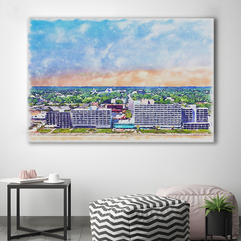 Virginia Beach Watercolor, Virginia Beach Virginia, Sport Art, Gifts for him, Canvas Print Wall Art