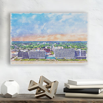 Virginia Beach Watercolor, Virginia Beach Virginia, Sport Art, Gifts for him, Canvas Print Wall Art