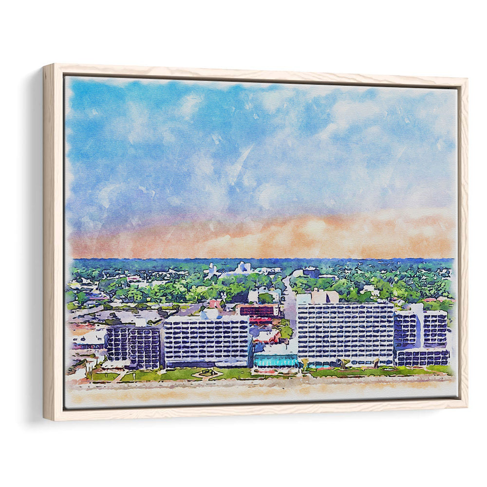 Virginia Beach Watercolor, Virginia Beach Virginia, Sport Gift Art, Framed Canvas Print Wall Art
