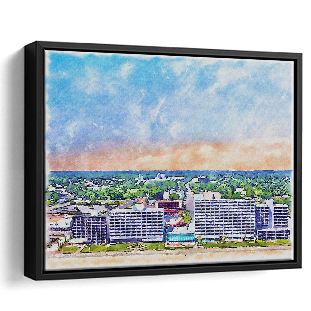Virginia Beach Watercolor, Virginia Beach Virginia, Sport Gift Art, Framed Canvas Print Wall Art