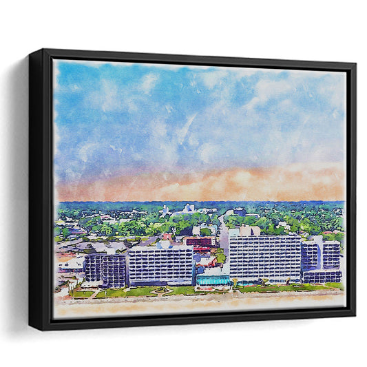 Virginia Beach Watercolor, Virginia Beach Virginia, Sport Gift Art, Framed Canvas Print Wall Art
