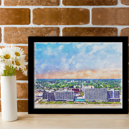 Virginia Beach Watercolor, Virginia Beach Virginia, Sport Gift Art, Framed Art Print Wall Decor