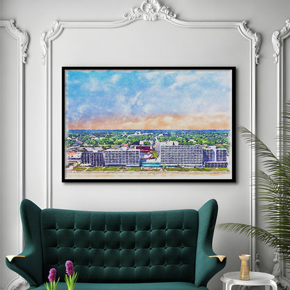 Virginia Beach Watercolor, Virginia Beach Virginia, Sport Gift Art, Framed Art Print Wall Decor