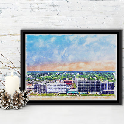 Virginia Beach Watercolor, Virginia Beach Virginia, Sport Gift Art, Framed Canvas Print Wall Art