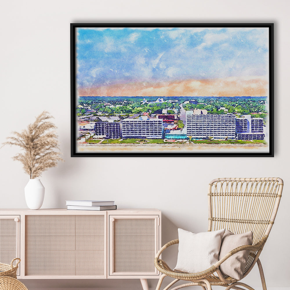 Virginia Beach Watercolor, Virginia Beach Virginia, Sport Gift Art, Framed Canvas Print Wall Art