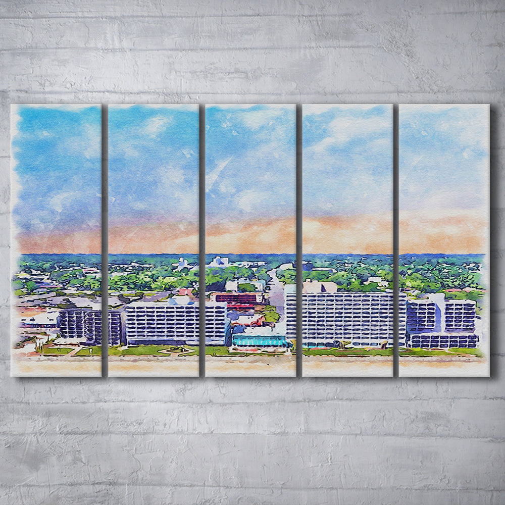 Virginia Beach Watercolor, Virginia Beach Virginia, Sport Art, Extra Large Canvas Print Wall Art
