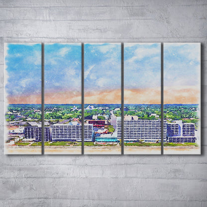Virginia Beach Watercolor, Virginia Beach Virginia, Sport Art, Extra Large Canvas Print Wall Art