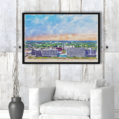Virginia Beach Watercolor, Virginia Beach Virginia, Sport Gift Art, Framed Canvas Print Wall Art