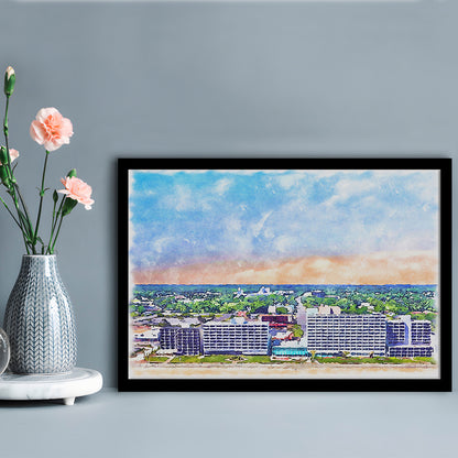 Virginia Beach Watercolor, Virginia Beach Virginia, Sport Gift Art, Framed Art Print Wall Decor